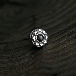 Gemstone Sterling Silver Single Earring Single - Silver & Black - One Size