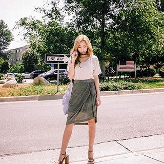 Band-waist Shirred Front Skirt