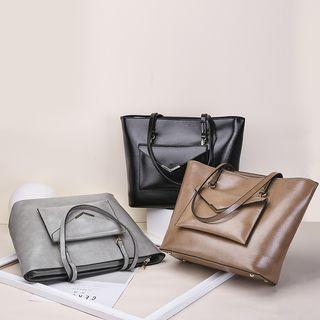Set: Faux-leather Tote Bag + Shoulder Bag