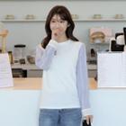 Striped-sleeve Color-block Top