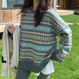 Long-sleeve Jacquard Knit Sweater