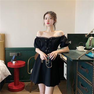 Off-shoulder Slim-fit Dress Black - One Size