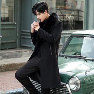 Fluffy Collar Long Coat
