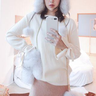 Ribbon-sleeve Sweater