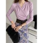 Shirred Slim-fit Wrap T-shirt