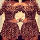 Off-shoulder Leopard Printed A-line Dress