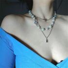 Faux Pearl Alloy Cross Layered Choker Necklace As Shown In Figure - One Size