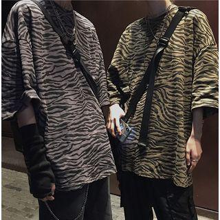 Couple Matching Patterned Elbow-sleeve T-shirt