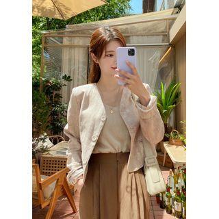 Linen Blend Herringbone Jacket