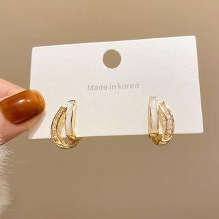 Rhinestone Glaze Layered Alloy Earring E4273 - 1 Pr - Gold - One Size