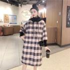 Long-sleeve Plaid Hooded Pullover Dress