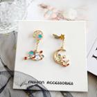Non-matching Alloy Astronaut Moon & Star Dangle Earring