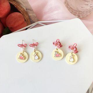 Rabbit Faux Pearl Asymmetrical Alloy Dangle Earring
