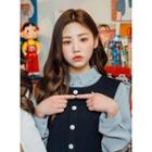 Scallop-collar Long-sleeve Blouse