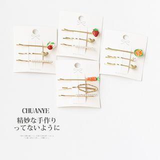 Set: Faux Pearl / Strawberry / Heart Hair Pin