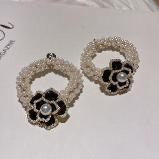 Set Of 1 / 2: Flower Faux Pearl Hair Tie