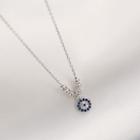 925 Sterling Silver Cz Necklace Eyes - Blue & Silver - One Size