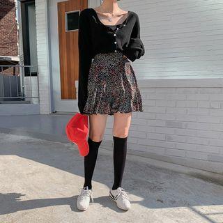 Ruffle-hem Dotted Miniskirt