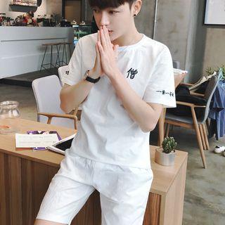 Set: Short-sleeve Embroidered T-shirt + Shorts