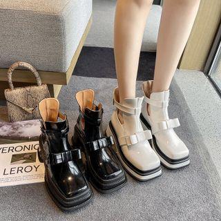 Square-toe Platform Chunky-heel Short Boots
