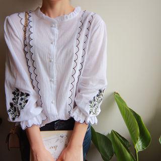 Scallop-trim Embroidered Blouse