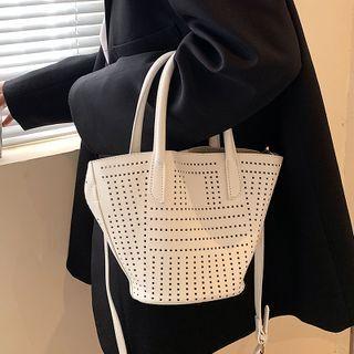 Eyelet Faux Leather Crossbody Bag
