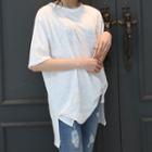 Short-sleeve Round-neck Dip-back T-shirt