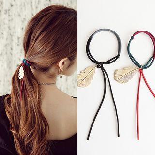 Two-tone Feather Accent Hair Elastic