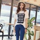 Lettering Print Short-sleeve T-shirt