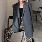 Plain Loose-fit Blazer / Leopard Print Pants