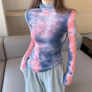 Tie-dye Mock-neck T-shirt