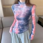 Tie-dye Mock-neck T-shirt