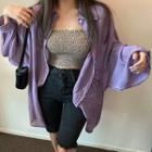Floral Smocked Cropped Camisole / Oversized Shirt