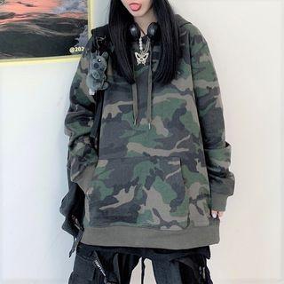 Loose-fit Zip Up Lettering Hoodie