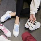 Embroidered Cat Faux Leather Sneakers