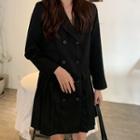 Double Breasted Long-sleeve Dress Black - One Size