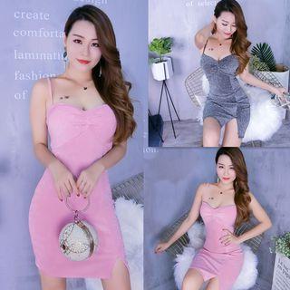 Velvet Spaghetti Strap Party Tube Dress