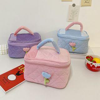 Flower Accent Makeup Pouch