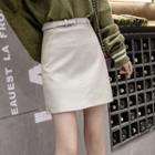 Faux Leather High-waist A-line Mini-skirt