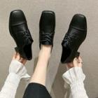 Chunky Heel Lace-up Loafers