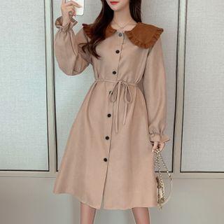 Bell-sleeve Ruffled Midi Shirtdress