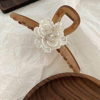 Flower Hair Clamp White Flower - Brown - One Size