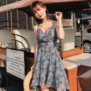 Floral Print Spaghetti Strap Flared Dress