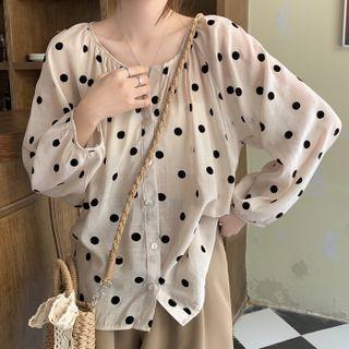 Dotted Chiffon Long-sleeve Shirt