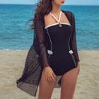 Set: Halter-neck Swimsuit + Cover-up