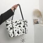 Leopard Print Tote Bag Black Dairy Cow - White - One Size