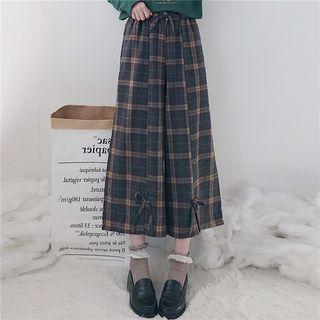 Cropped Plaid Wide-leg Pants As Shown In Figure - One Size