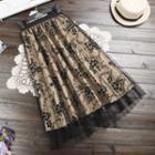 Flower Applique Midi Skirt