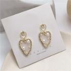 Faux Pearl Alloy Heart Dangle Earring 1 Pair - Gold - One Size