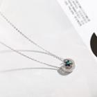 925 Sterling Silver Rhinestone Moon & Star Pendant Necklace Necklace - Star - Moon - One Size